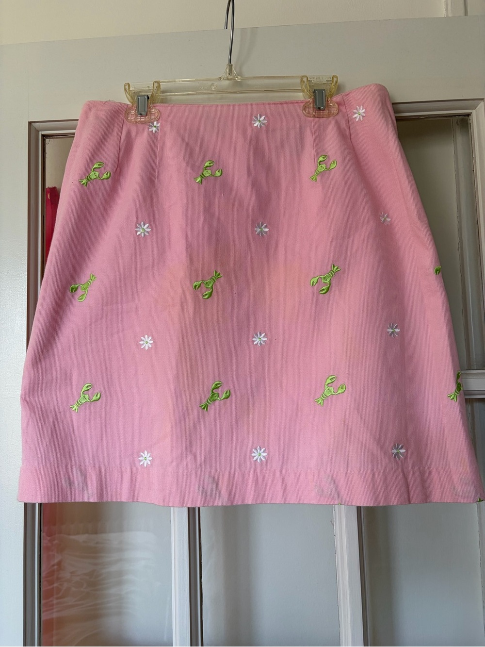 Lilly Pulitzer Lobster & Daisy pink Embroidered A-Line Skirt